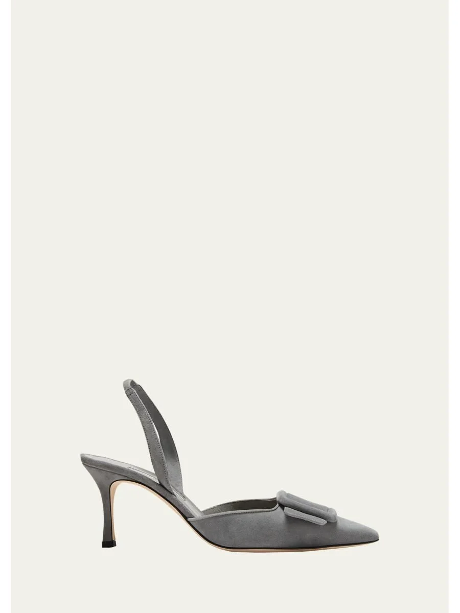 Maysli Suede Buckle Halter Pumps - 1