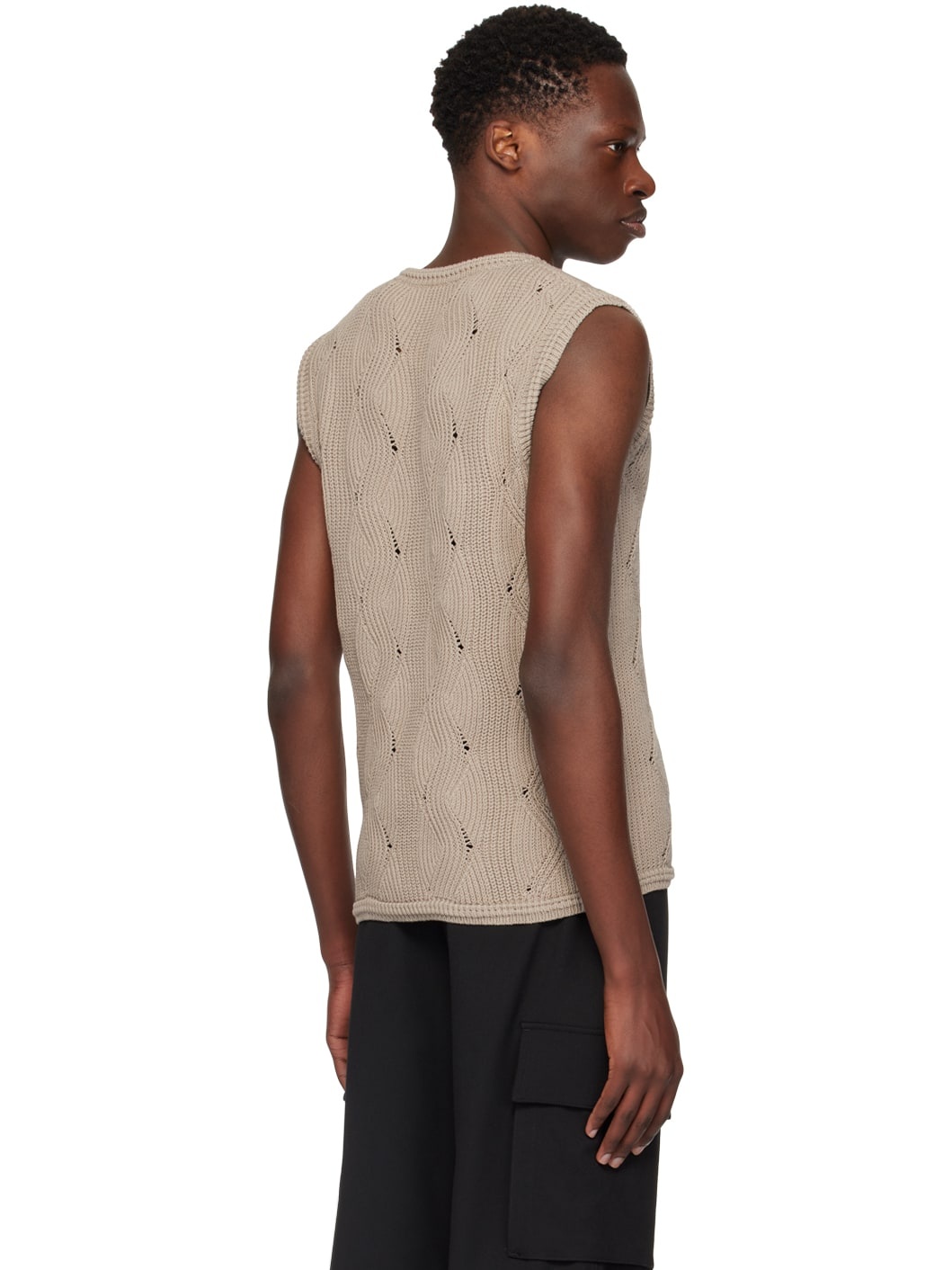Beige V-Neck Vest - 3