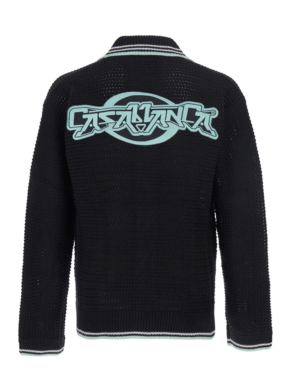 Casablanca Men Black Cardigan With Logo Patch On The Front In Cotton Man - 2