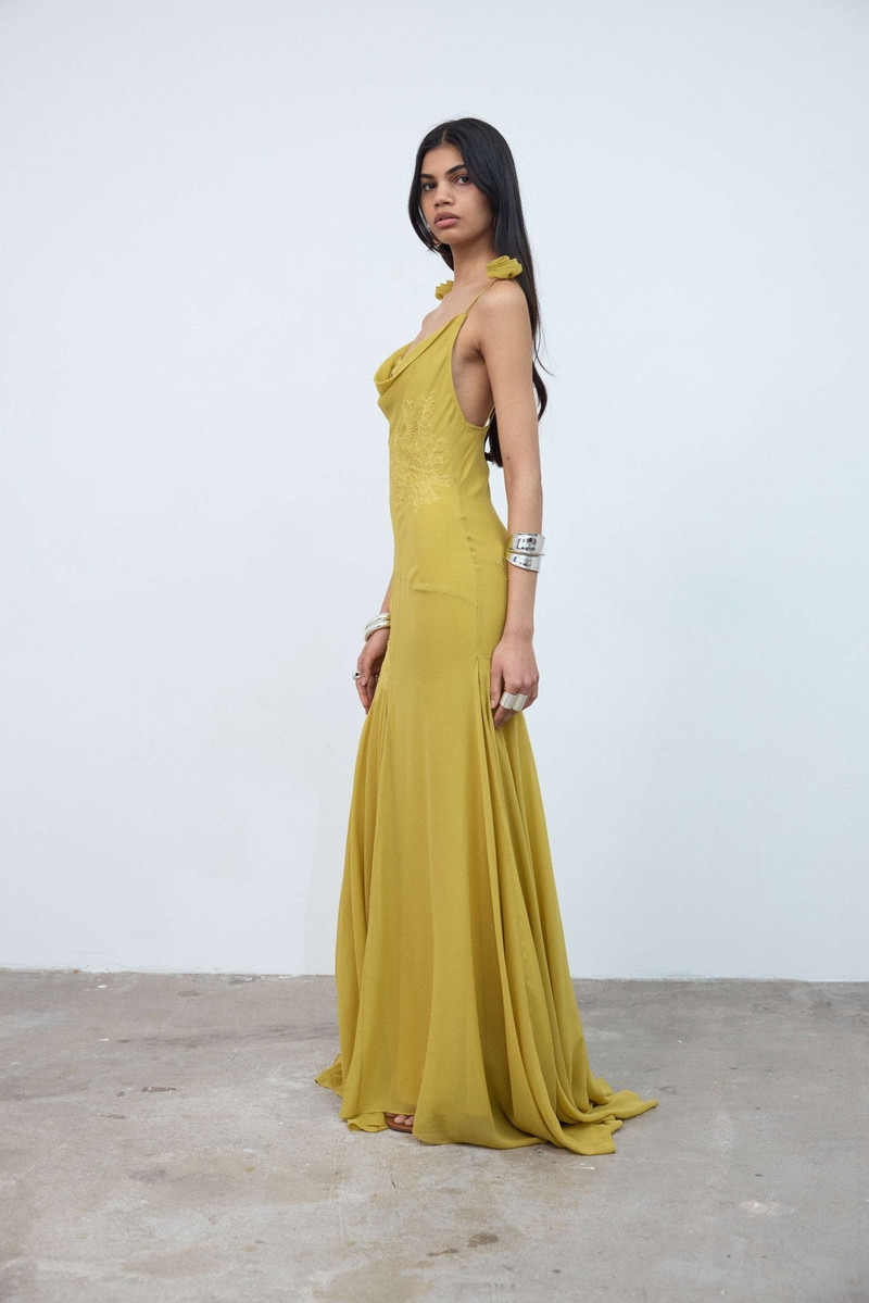 DIA MAXI DRESS IN YELLOW SILK CHIFFON 3