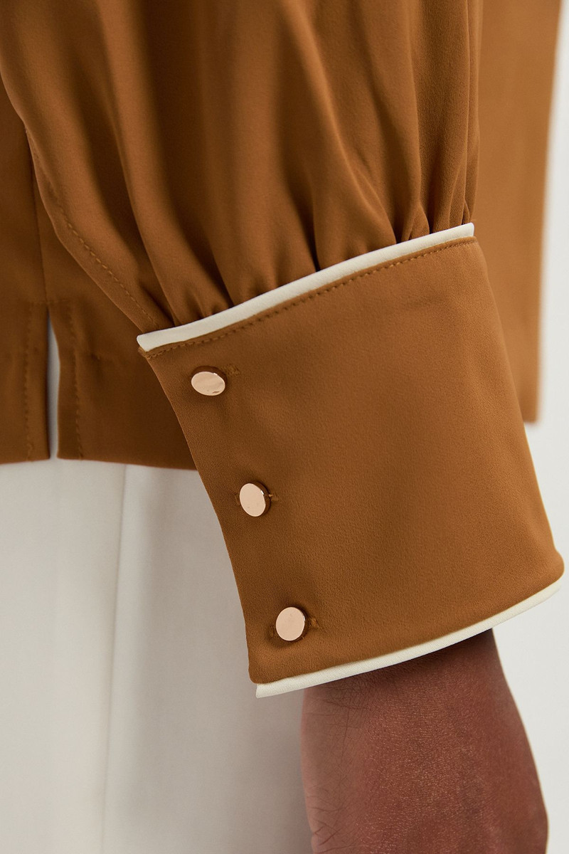 Plus Size Contrast Tipping Tie Waist Woven Trench Jacket 3