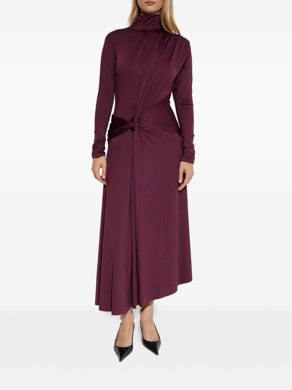 turtleneck knot-detail asymmetrical dress - 3