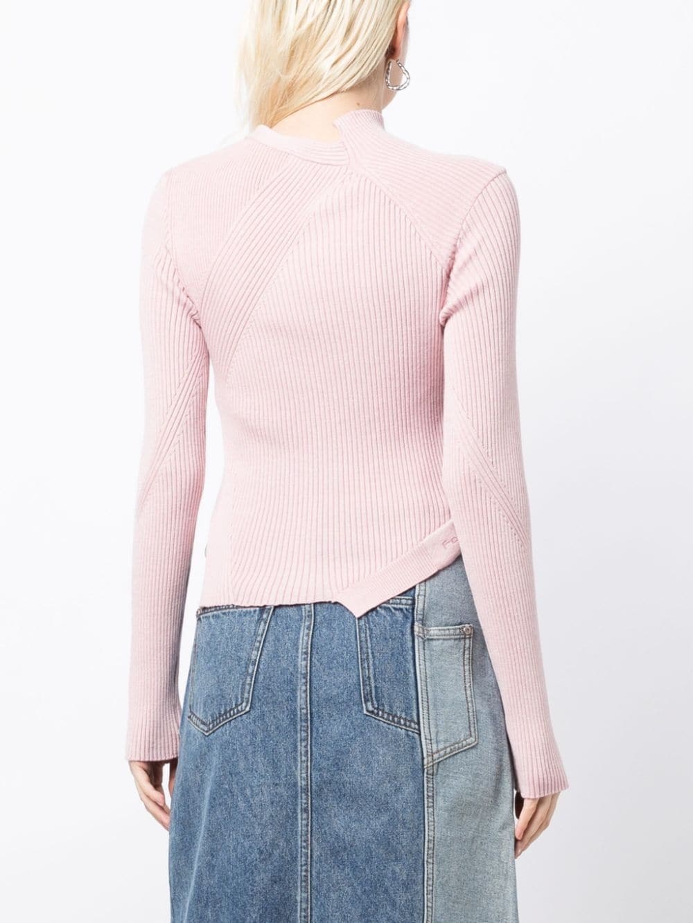 cut-out detailing ribbed-knit jumper - 4
