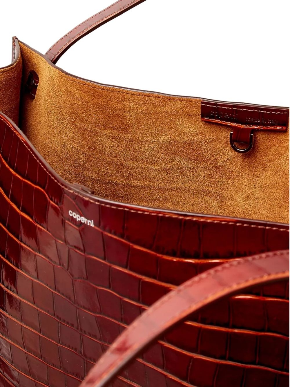 Belt crocodile-effect tote bag - 5