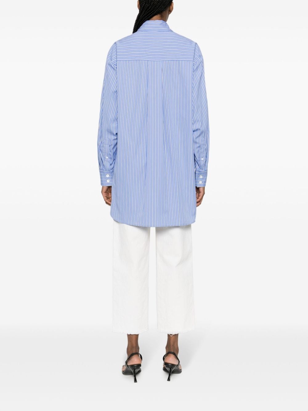 logo-embroidered striped shirt - 4