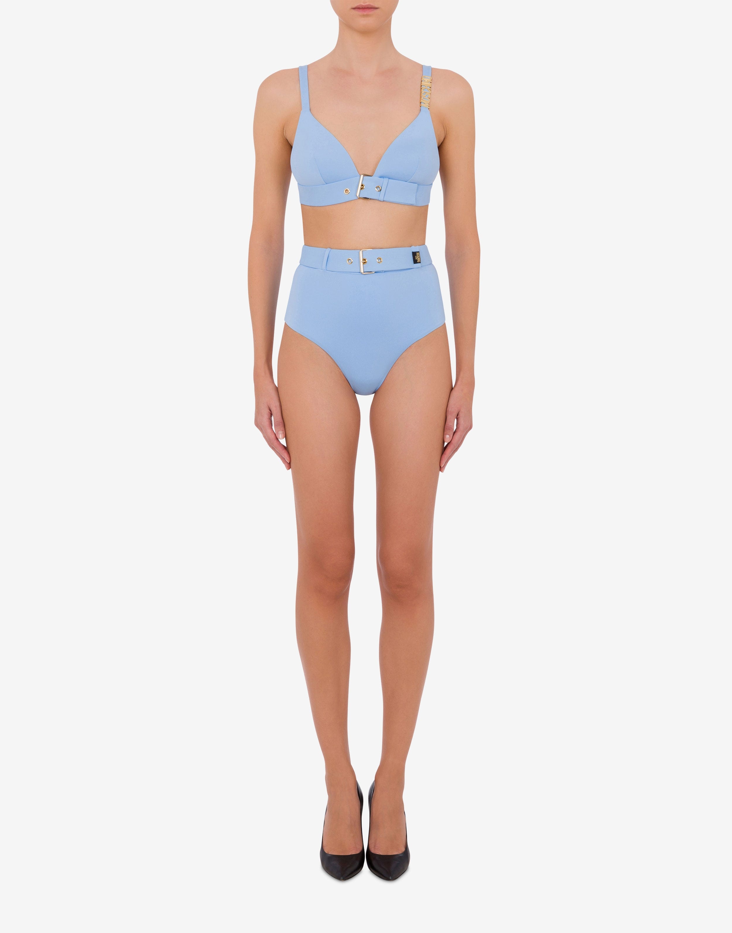 GOLD BUCKLE TRIANGLE BIKINI TOP - 2