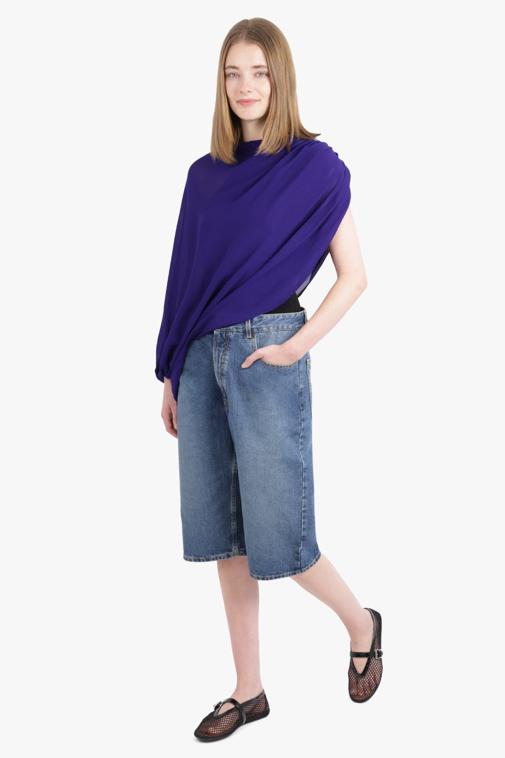 ASYMMETRIC DRAPE BALLOON TOP | PURPLE - 5