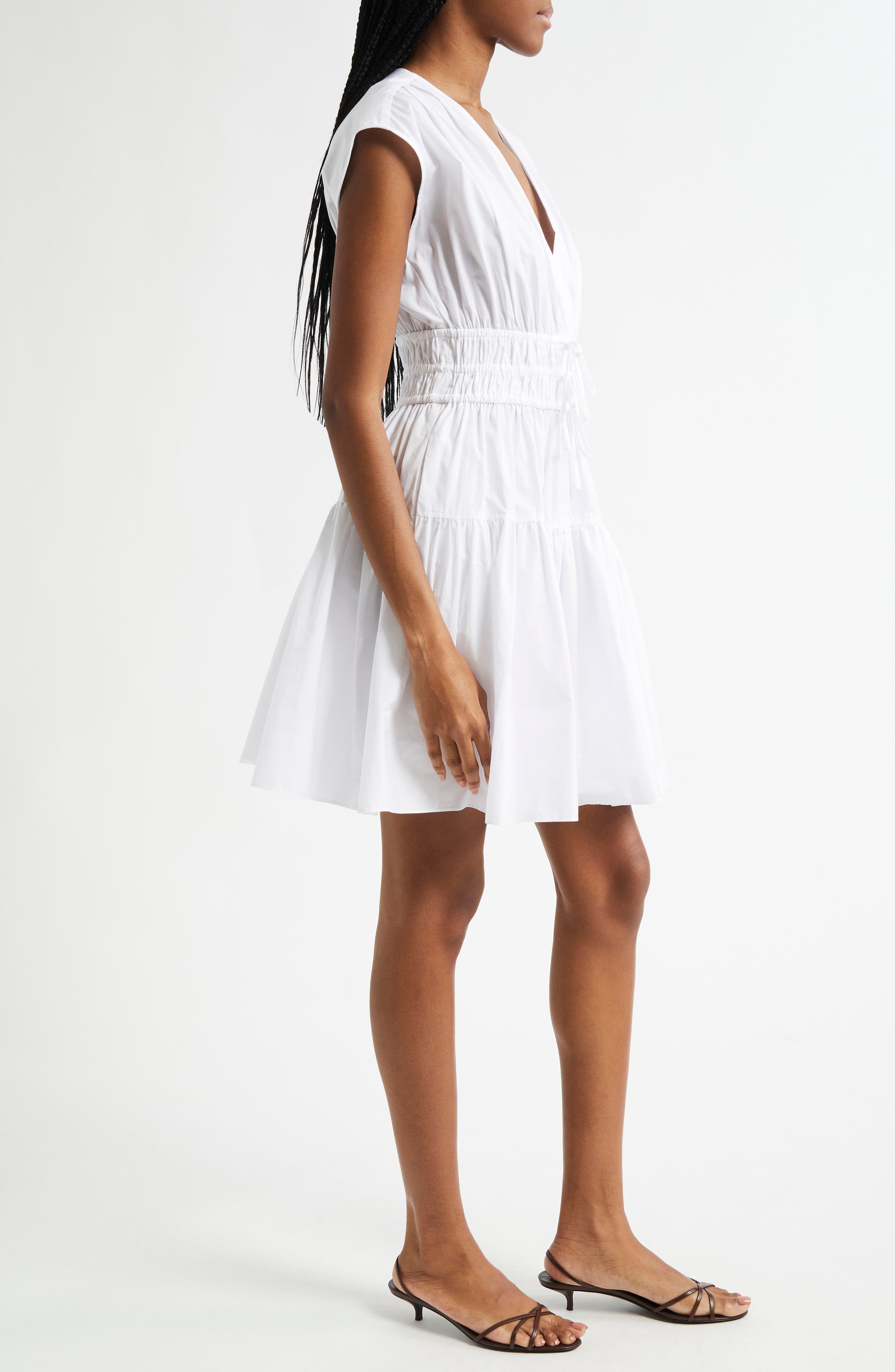 Derek Lam 10 Crosby Tora Shirred Waist Cotton Dress in White at Nordstrom - 3