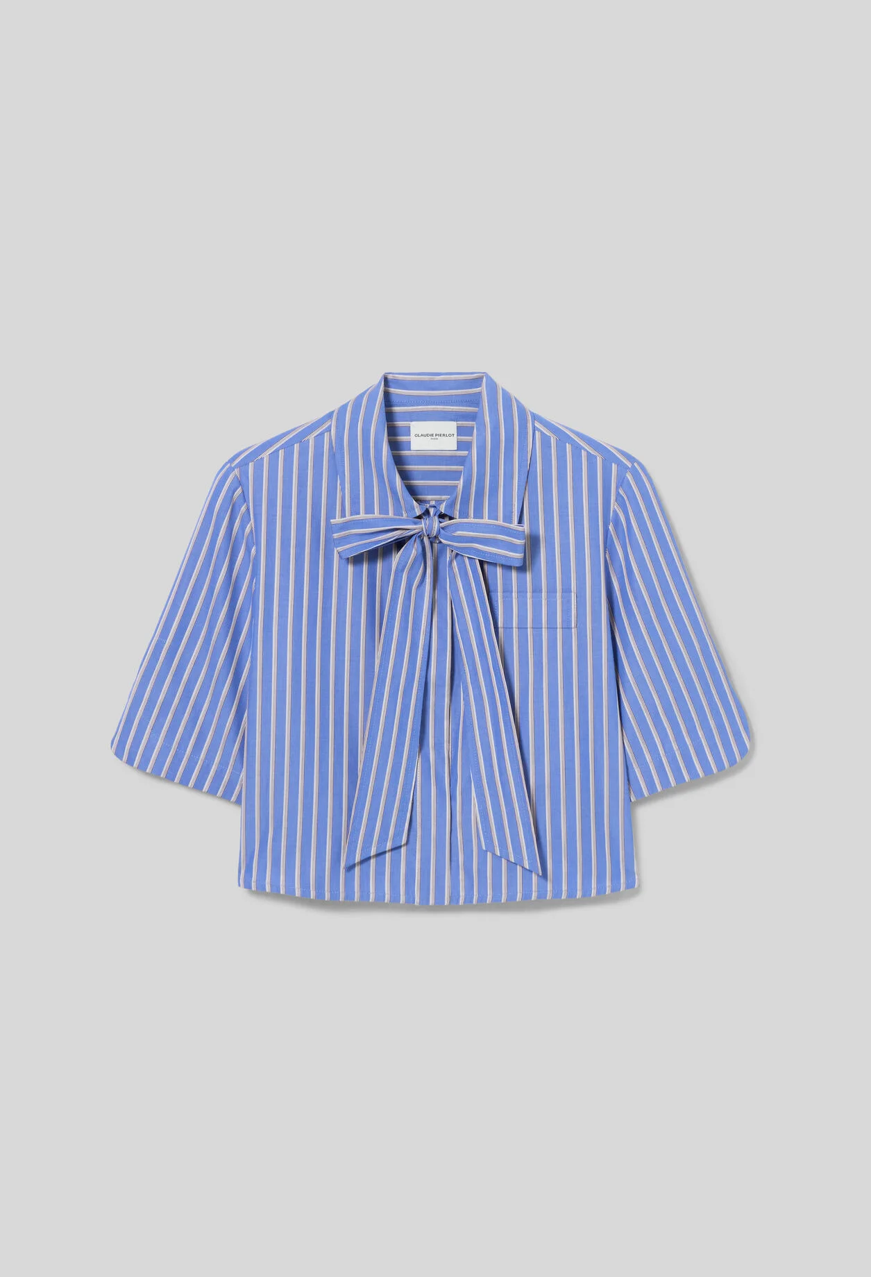 STRIPED TIE-NECK SHIRT - 1