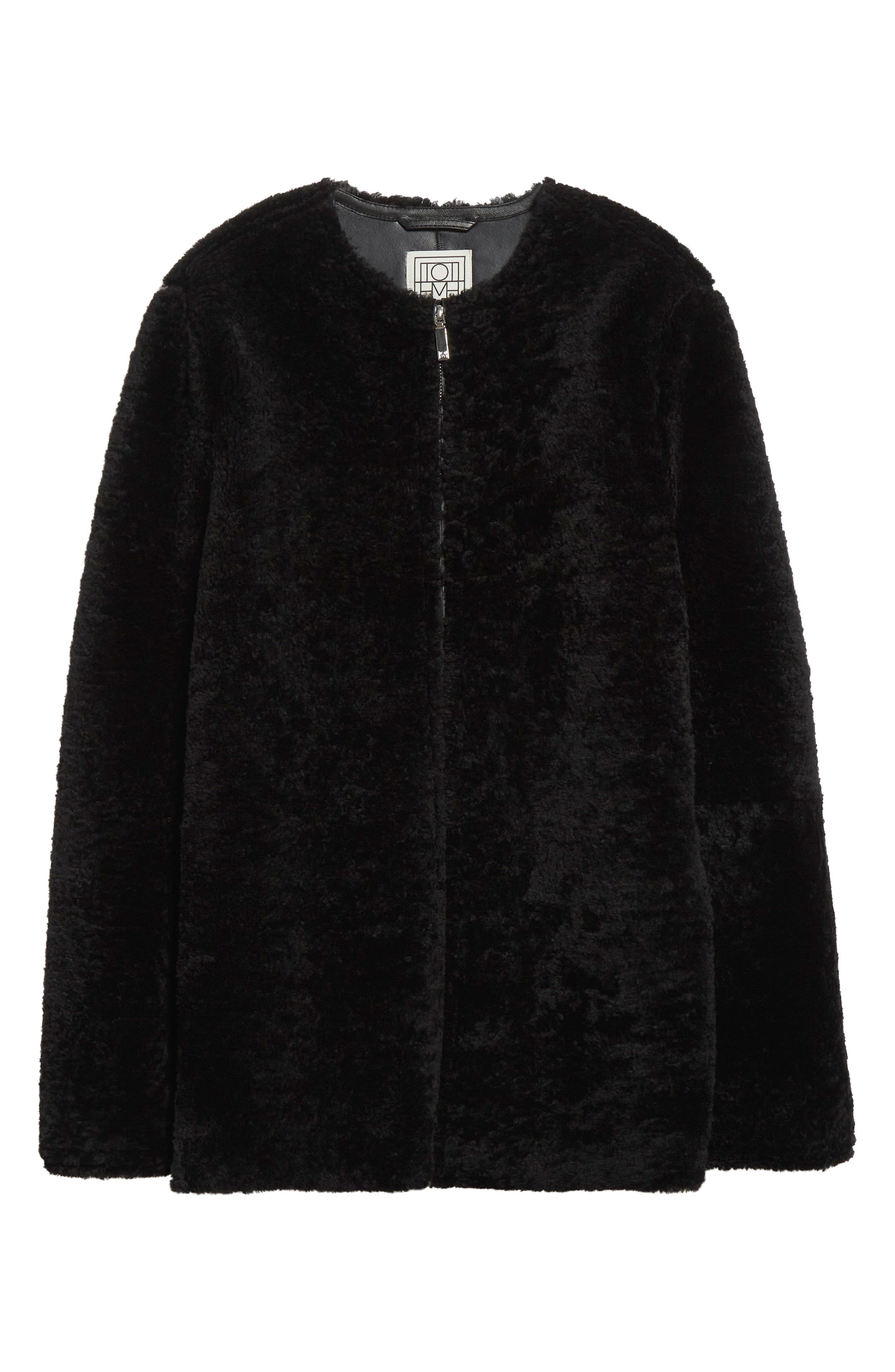 TOTEME Teddy Genuine Shearling Zip Jacket in Black at Nordstrom - 7