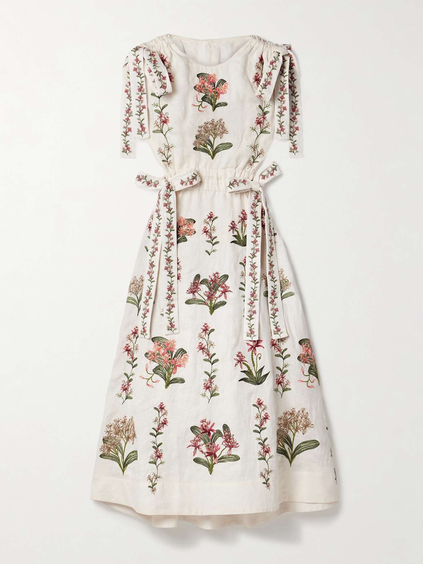 Guanguacó Orquidea cutout embroidered linen midi dress Ivory - 1