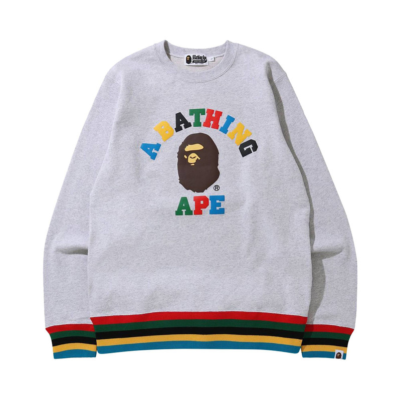 BAPE College Line Rib Crewneck 'Grey' - 1