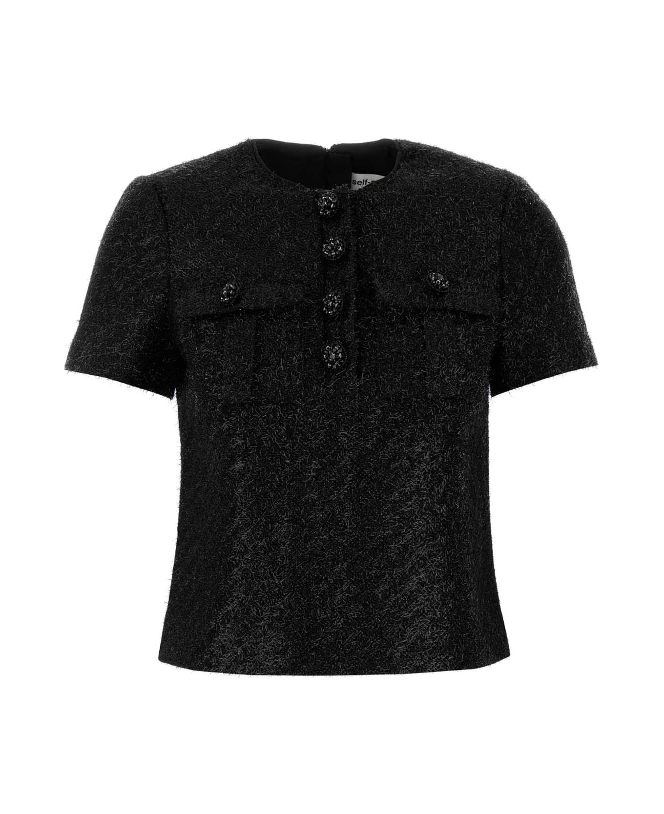Black Polyester Blend Top - 1