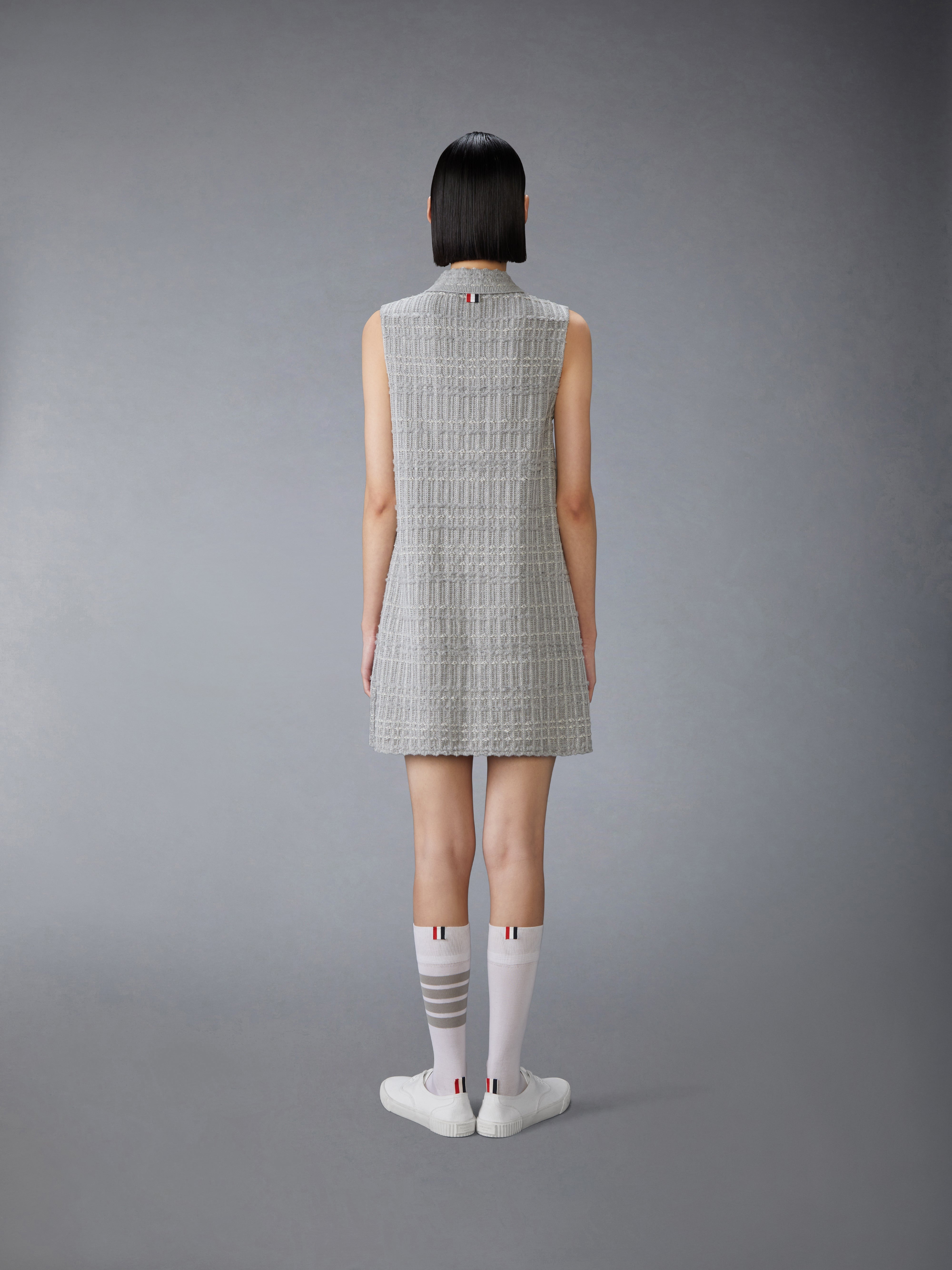 SEERSUCKER KNIT TWEED JACQUARD POLO MINI DRESS - 4