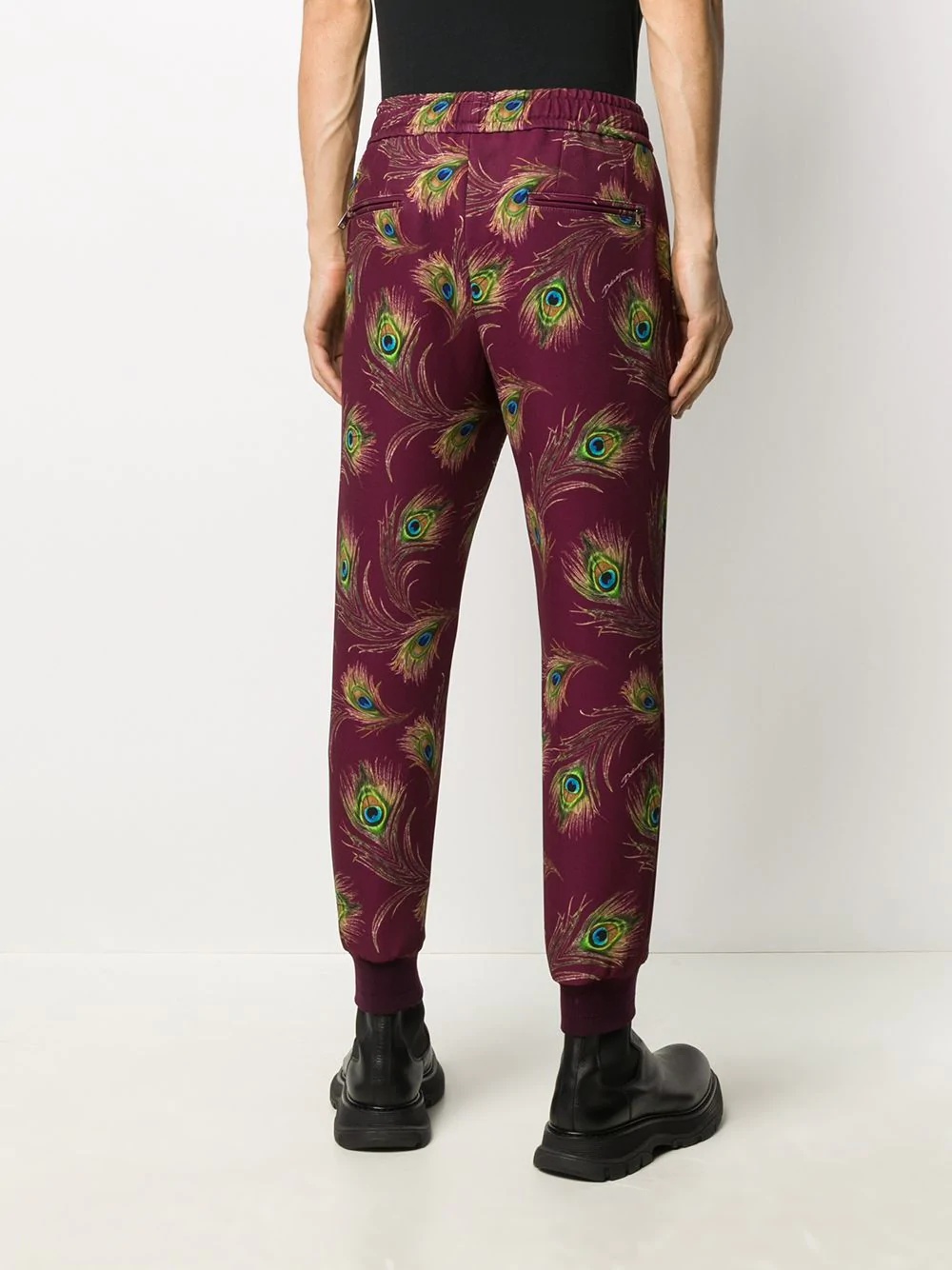 peacock print track pants - 4