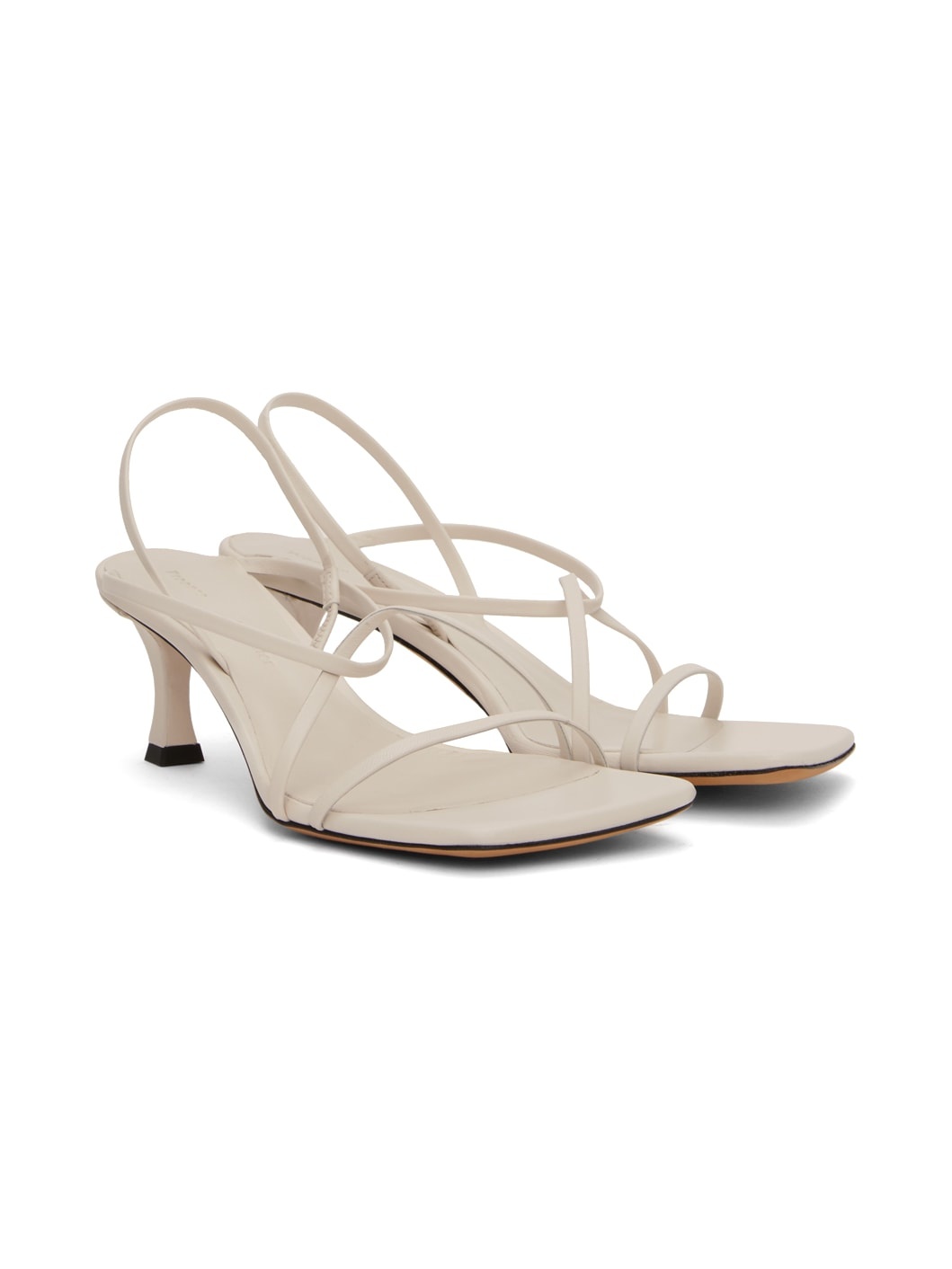 White Square Strappy Heeled Sandals - 4
