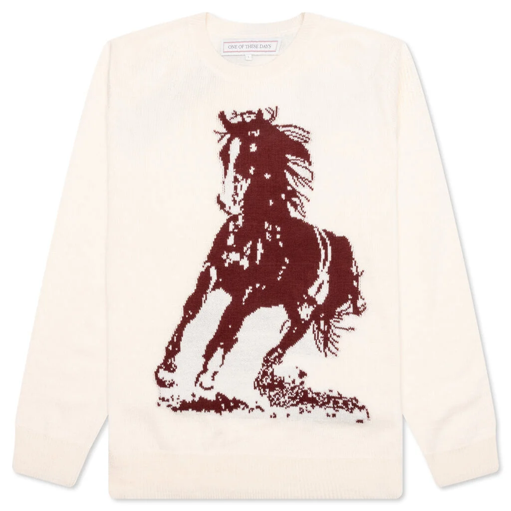 RUNNING HORSE KNIT SWEATER - OATMEAL - 1