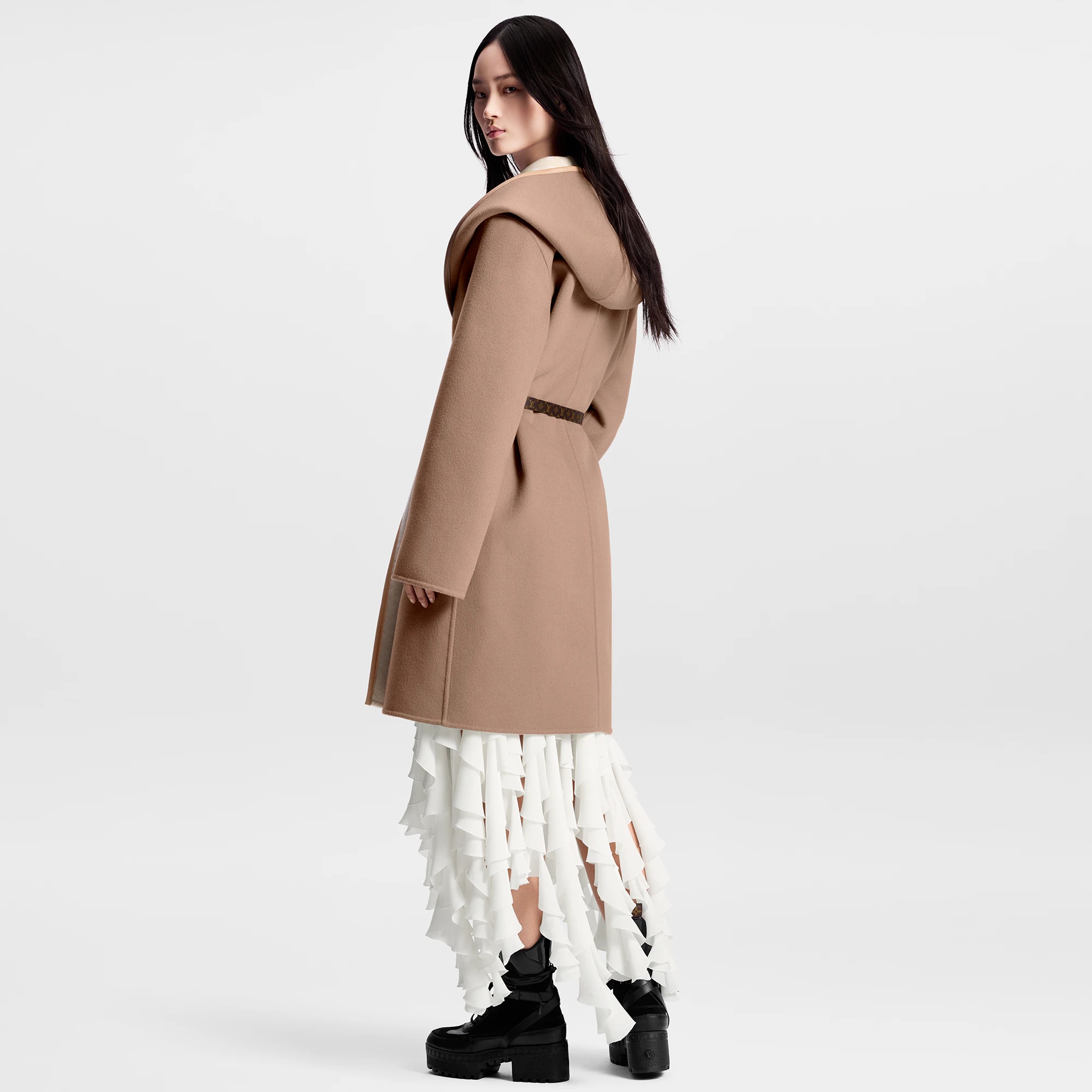 Reversible Signature Hooded Wrap Coat - 3
