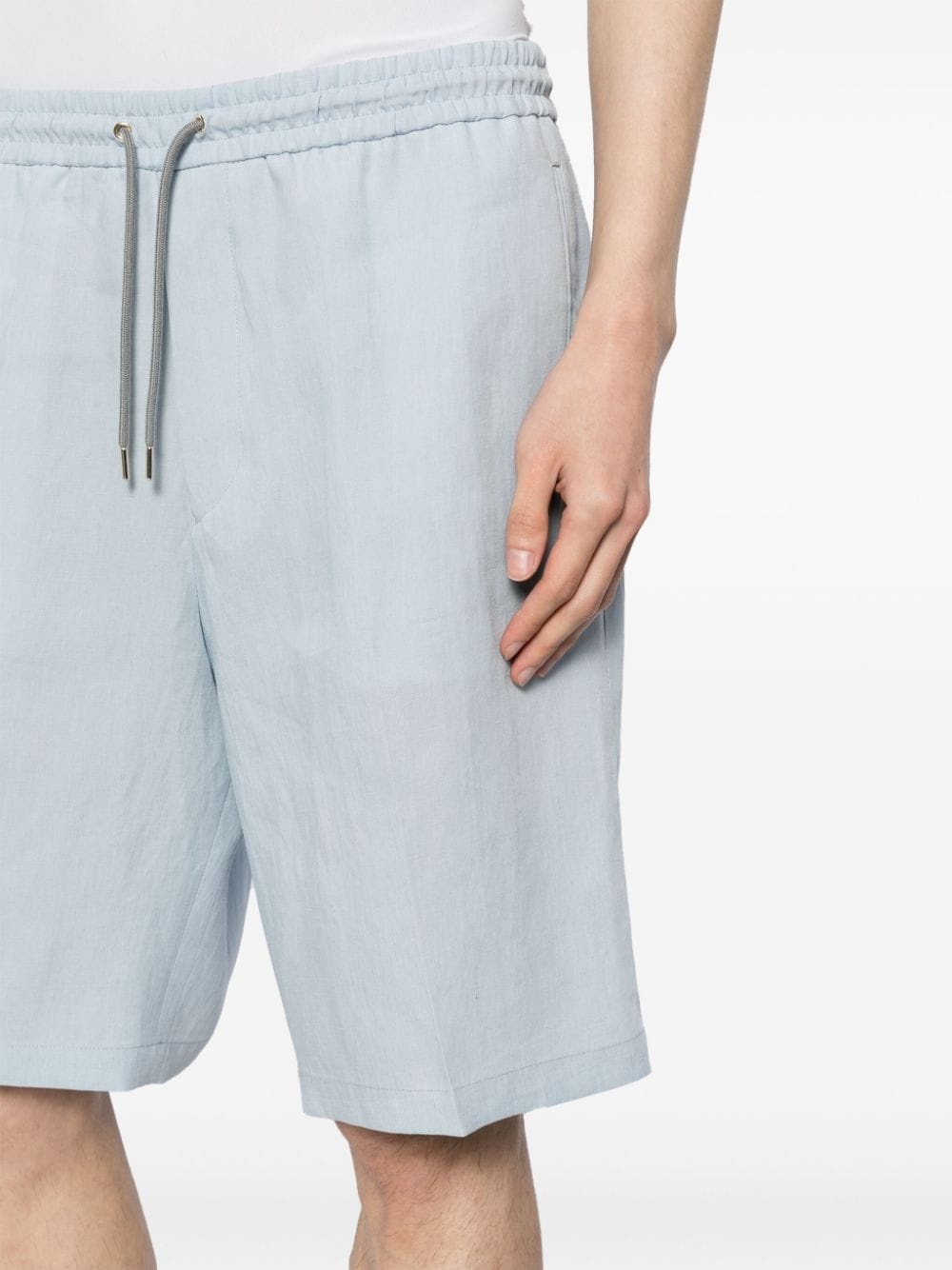 drawstring-waist linen shorts - 5