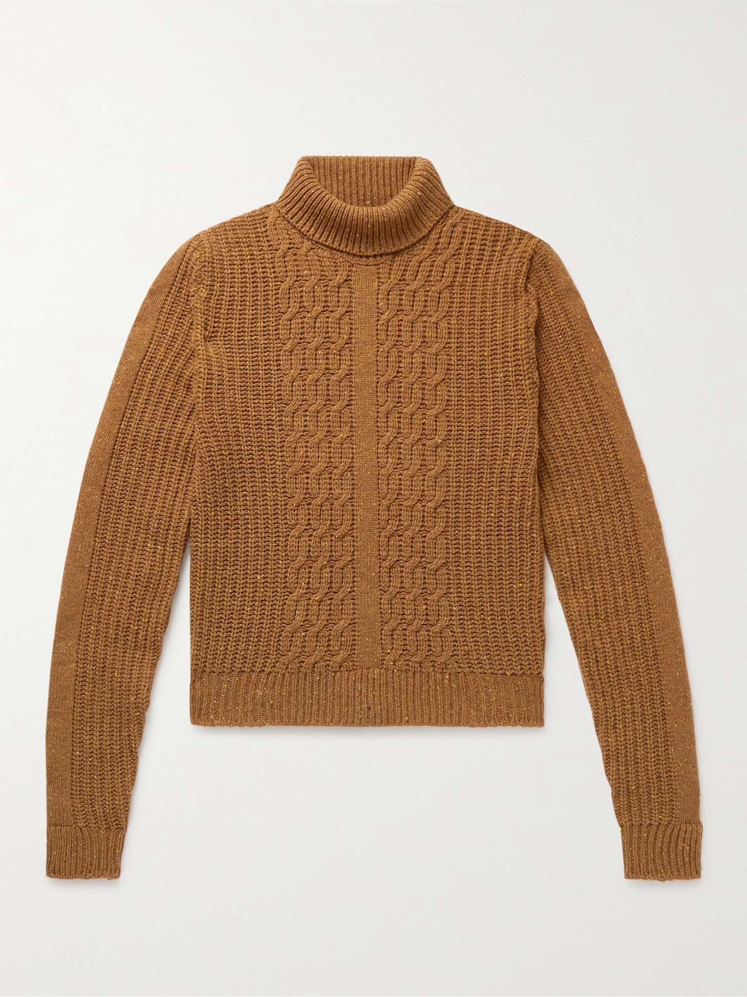 Cable-Knit Wool-Blend Rollneck Sweater - 1