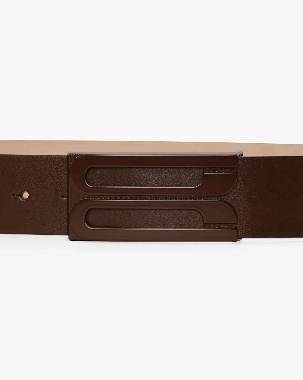 TONAL JUMBO FRAME BELT IN DARK BROWN SMOOTH LEATHER - 3