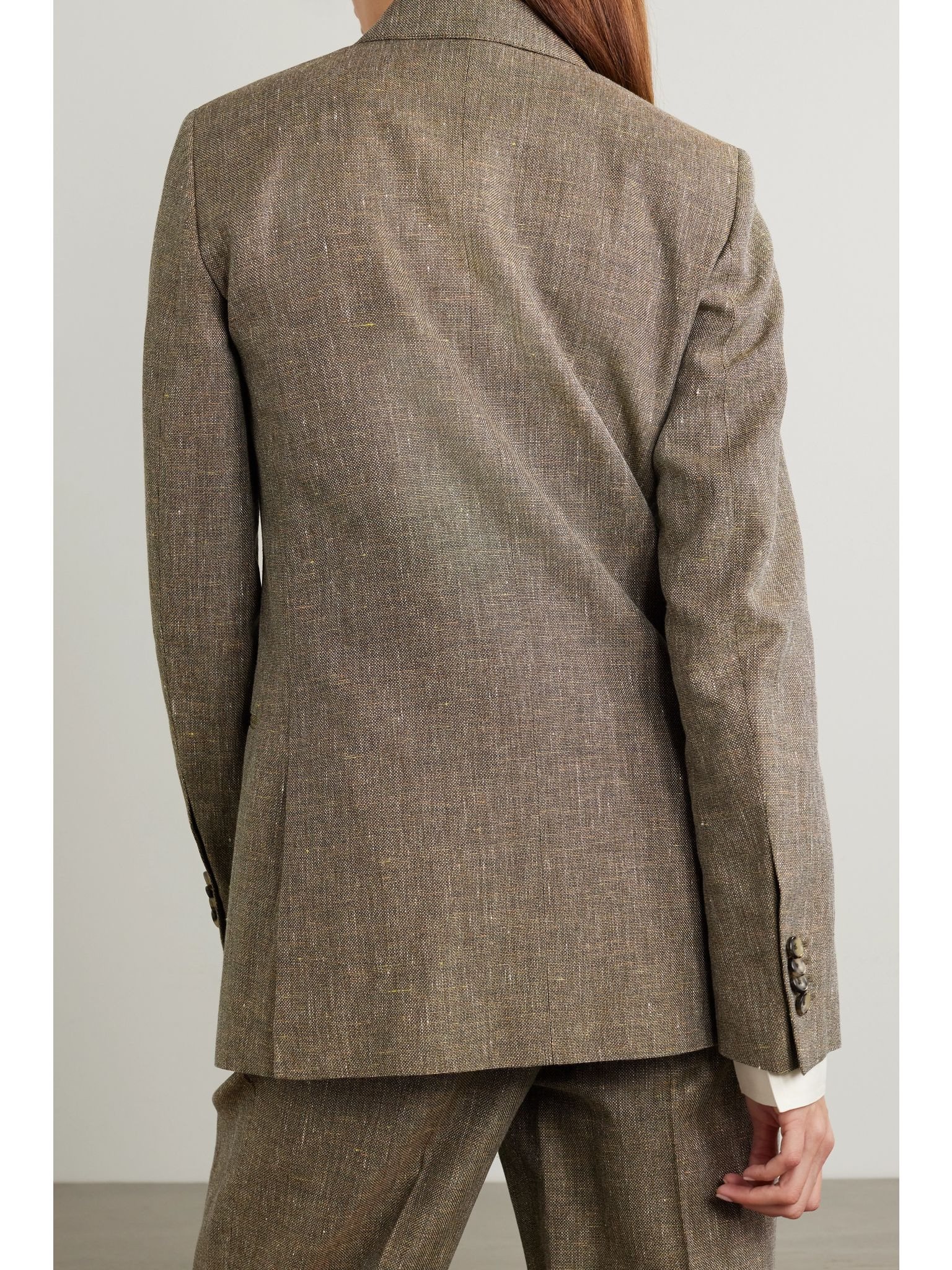 Aurora double-breasted woven blazer Beige - 4