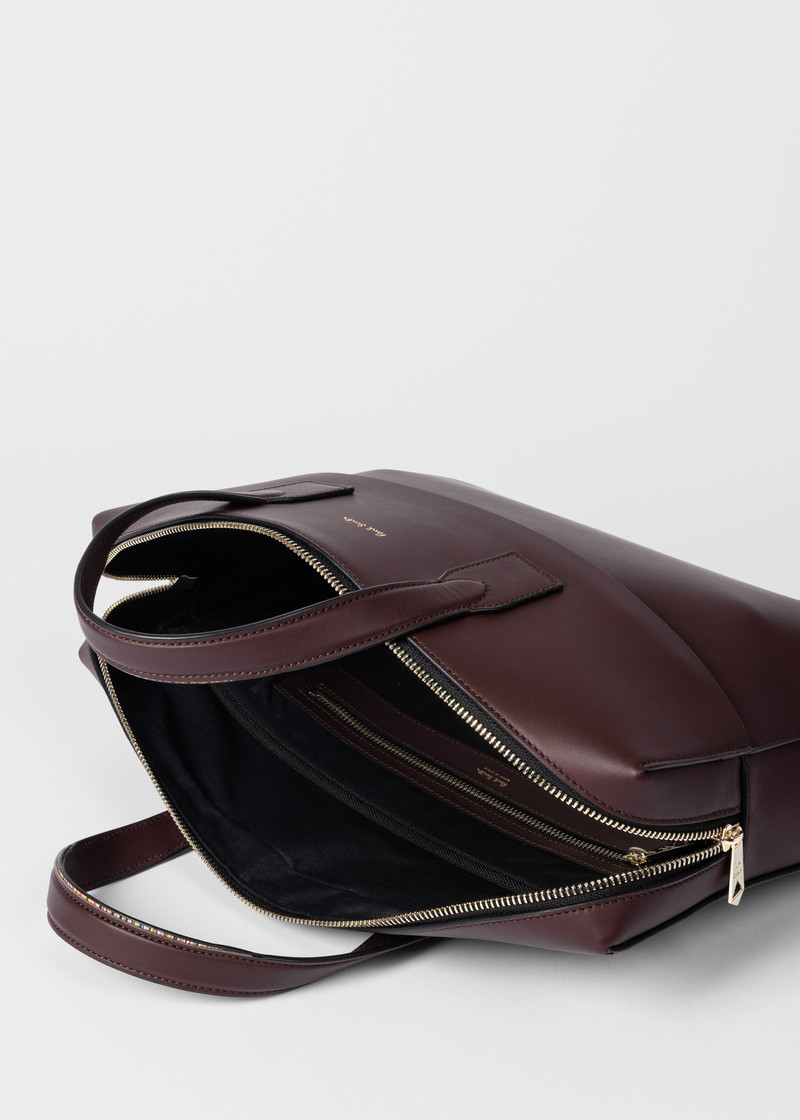 Signature Stripe Trim Burgundy Calf Leather Folio 4