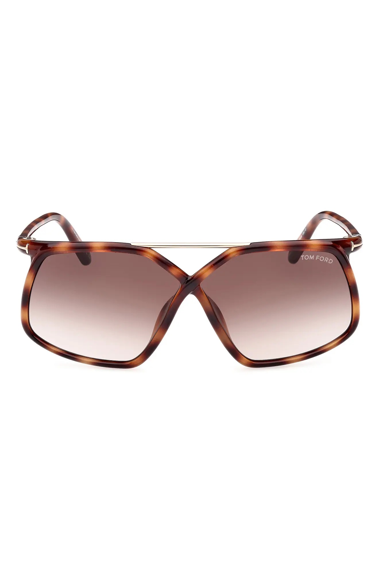 Meryl 64mm Gradient Polarized Oversize Square Sunglasses in Shiny Havana Rose Gold/Brown - 1