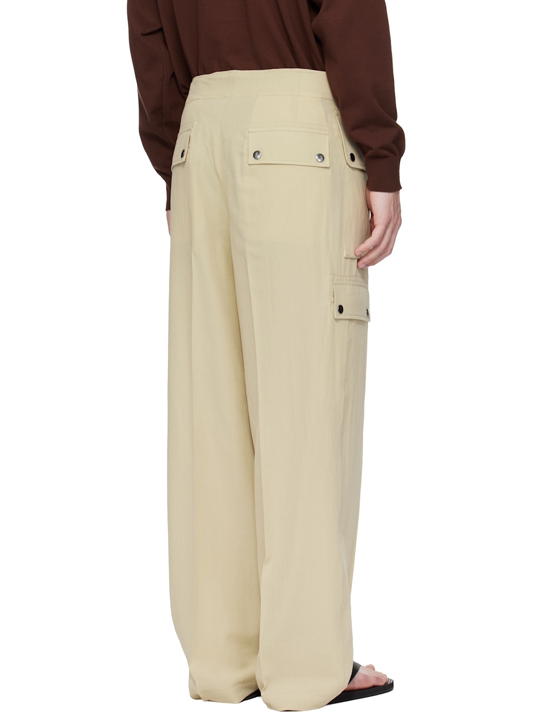 Khaki Light Cotton Wool Viyella Cargo Pants - 3
