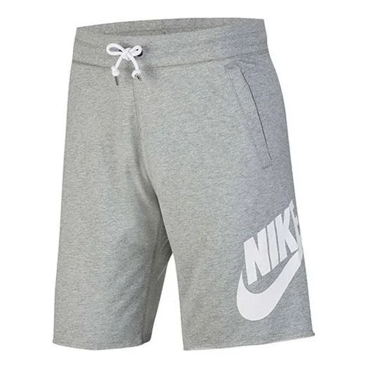 Nike 큰 로고 인쇄 Drawstring 스포츠 반바지 회색 AT5268-063 - 1