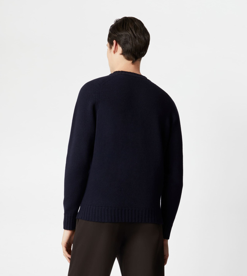 CASHMERE BLEND ROUND NECK JUMPER - BLUE 7