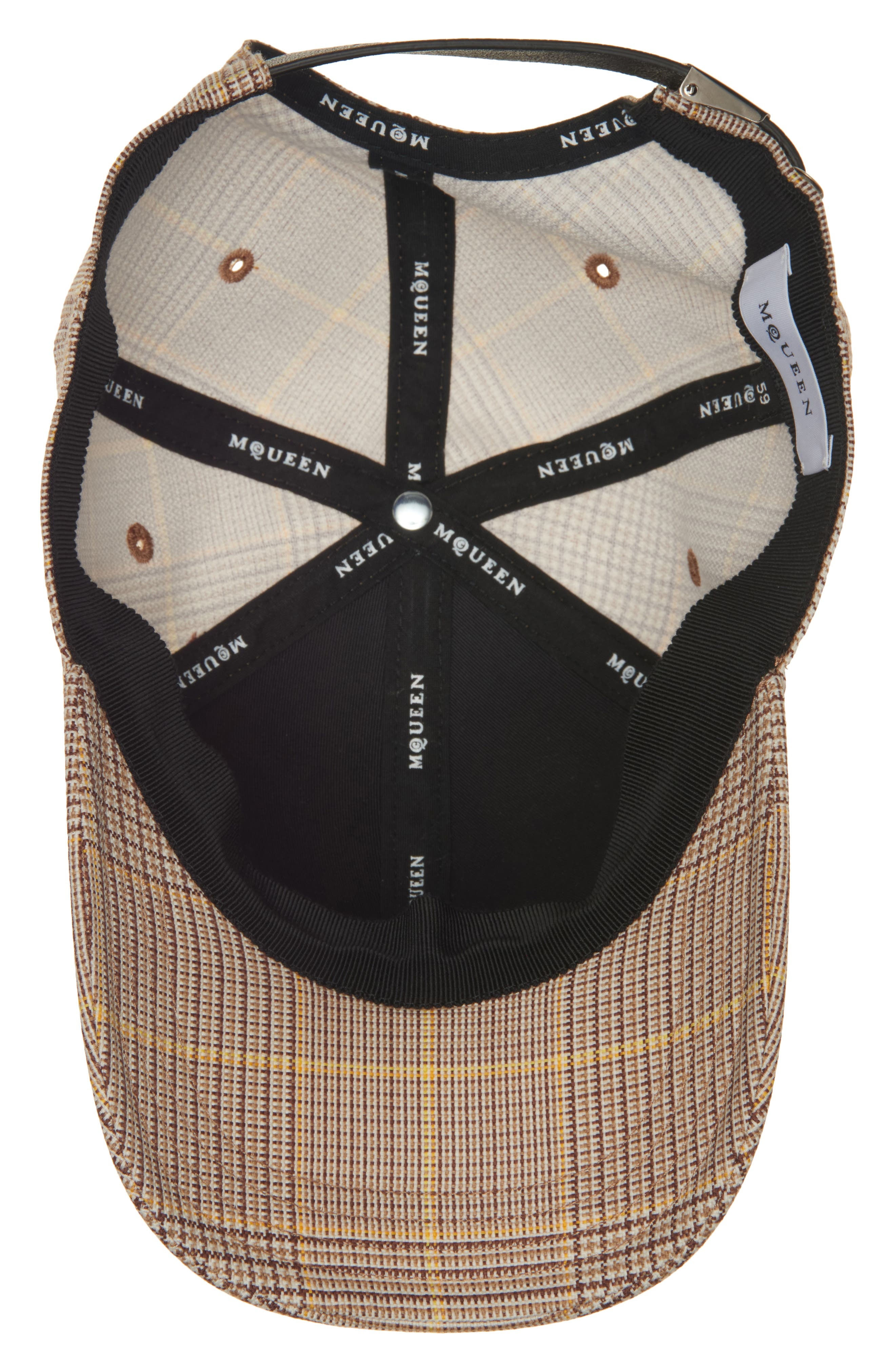 McQueen Check Logo Embroidered Wool Adjustable Baseball Cap in Camel/Yellow at Nordstrom - 5