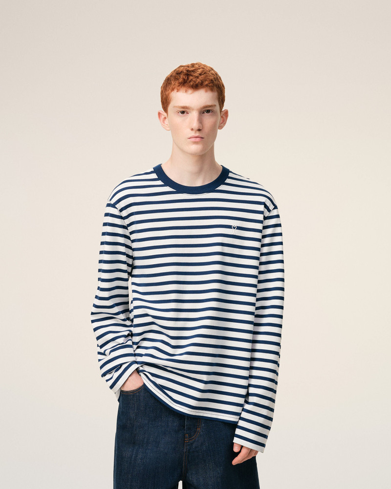 BLUE COTTON LONG SLEEVES MARINIERE AMI DE COEUR T-SHIRT 3