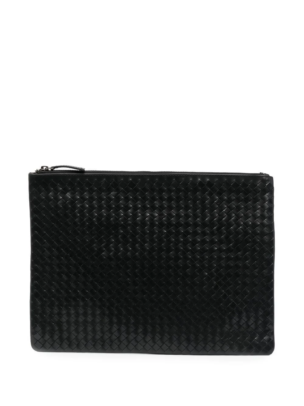 woven leather clutch bag - 1