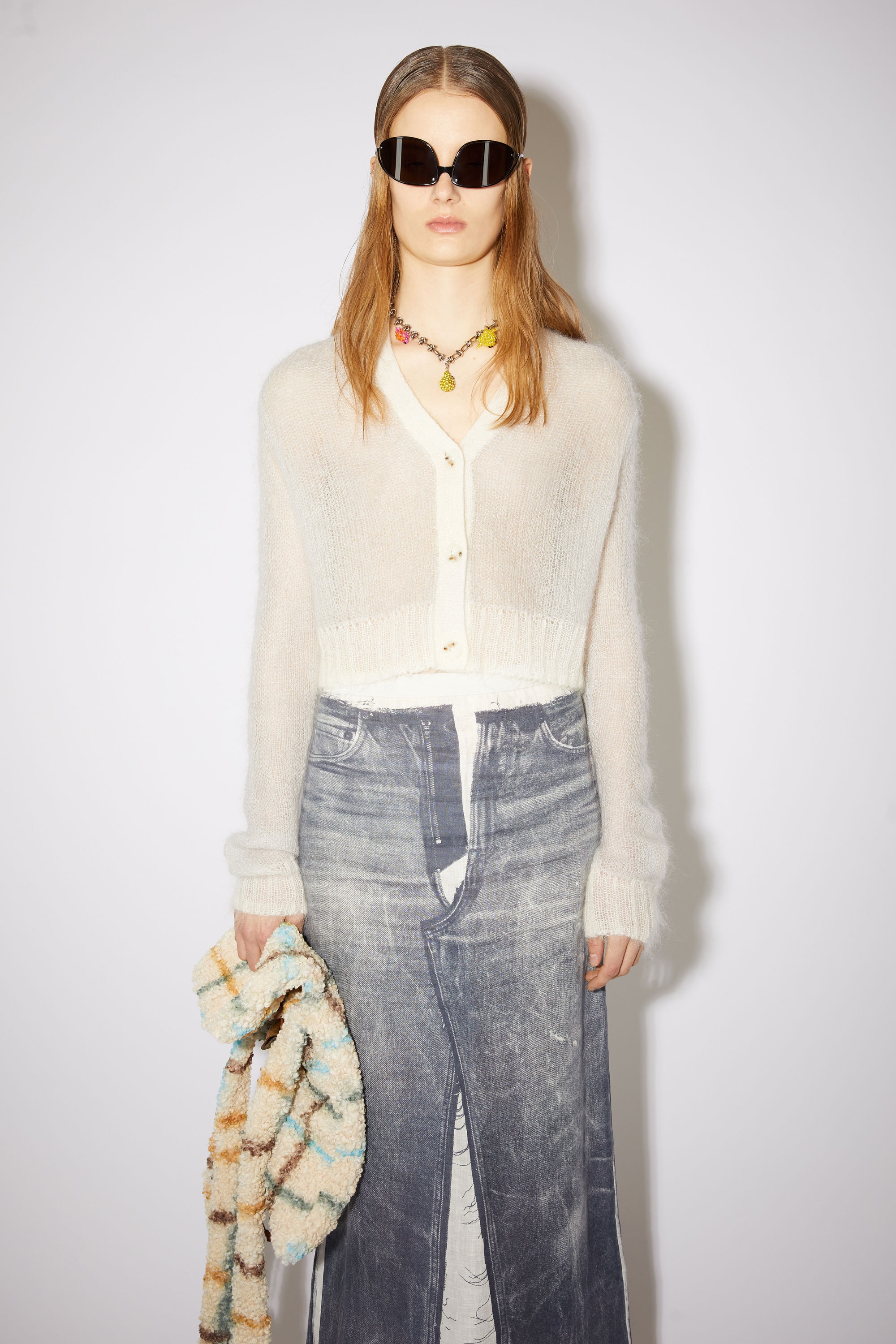 Cropped cardigan - Pale grey - 2