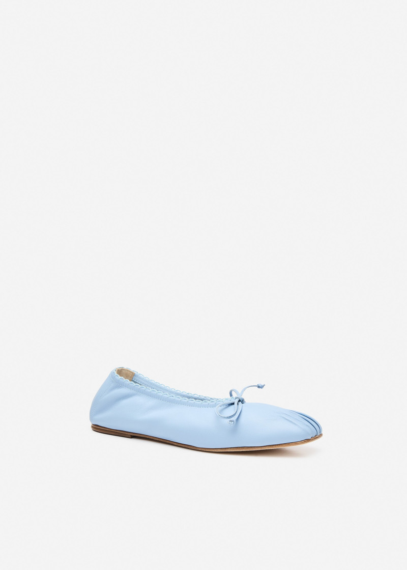 MAGDA BUTRYM Gathered ballet flats in blue leather outlook