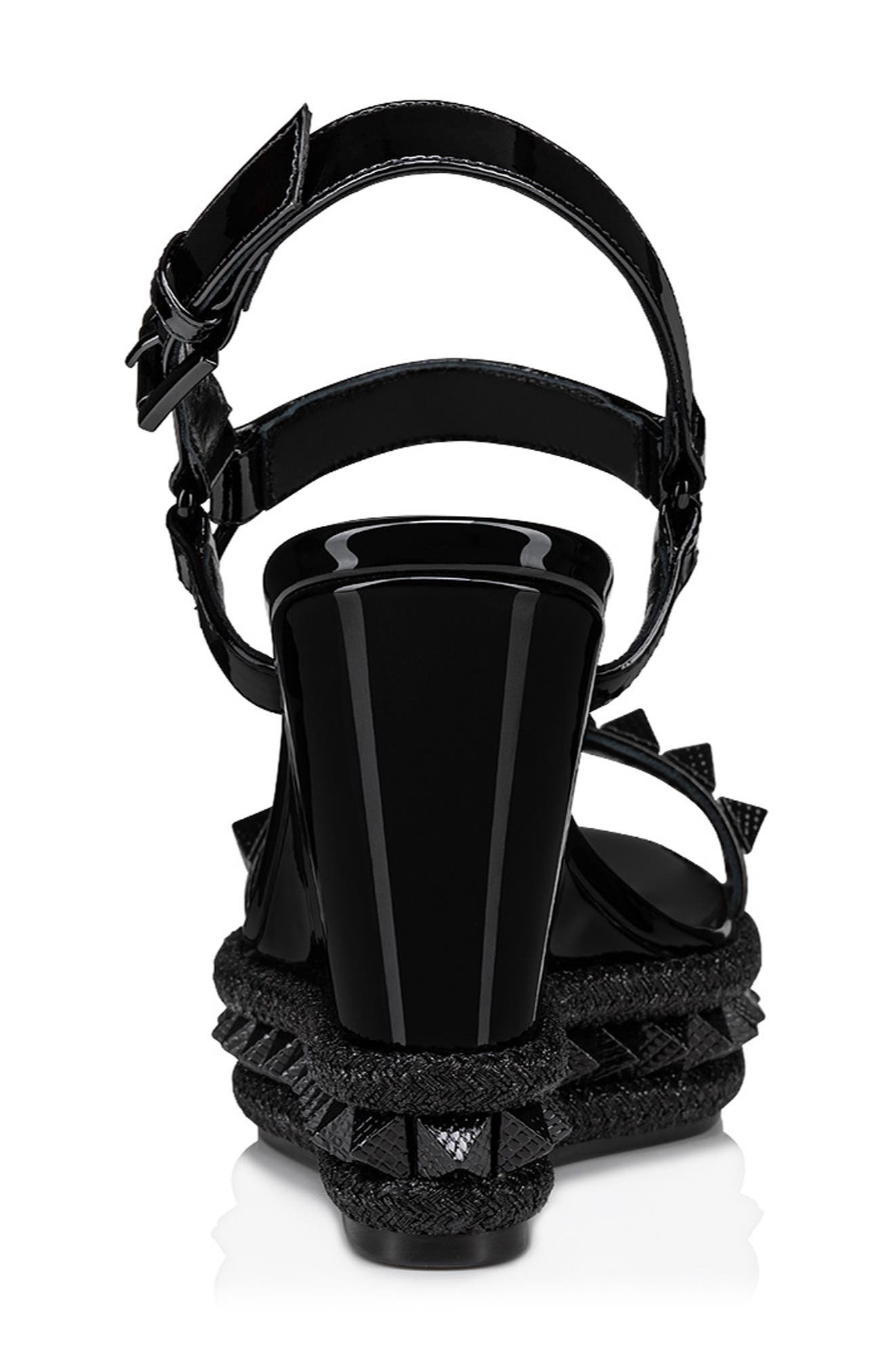 Christian Louboutin Pyraclou Wedge Sandal in Black/Lin Black at Nordstrom - 4