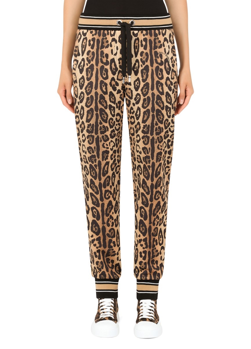 Jersey jogging pants with leopard print - 2
