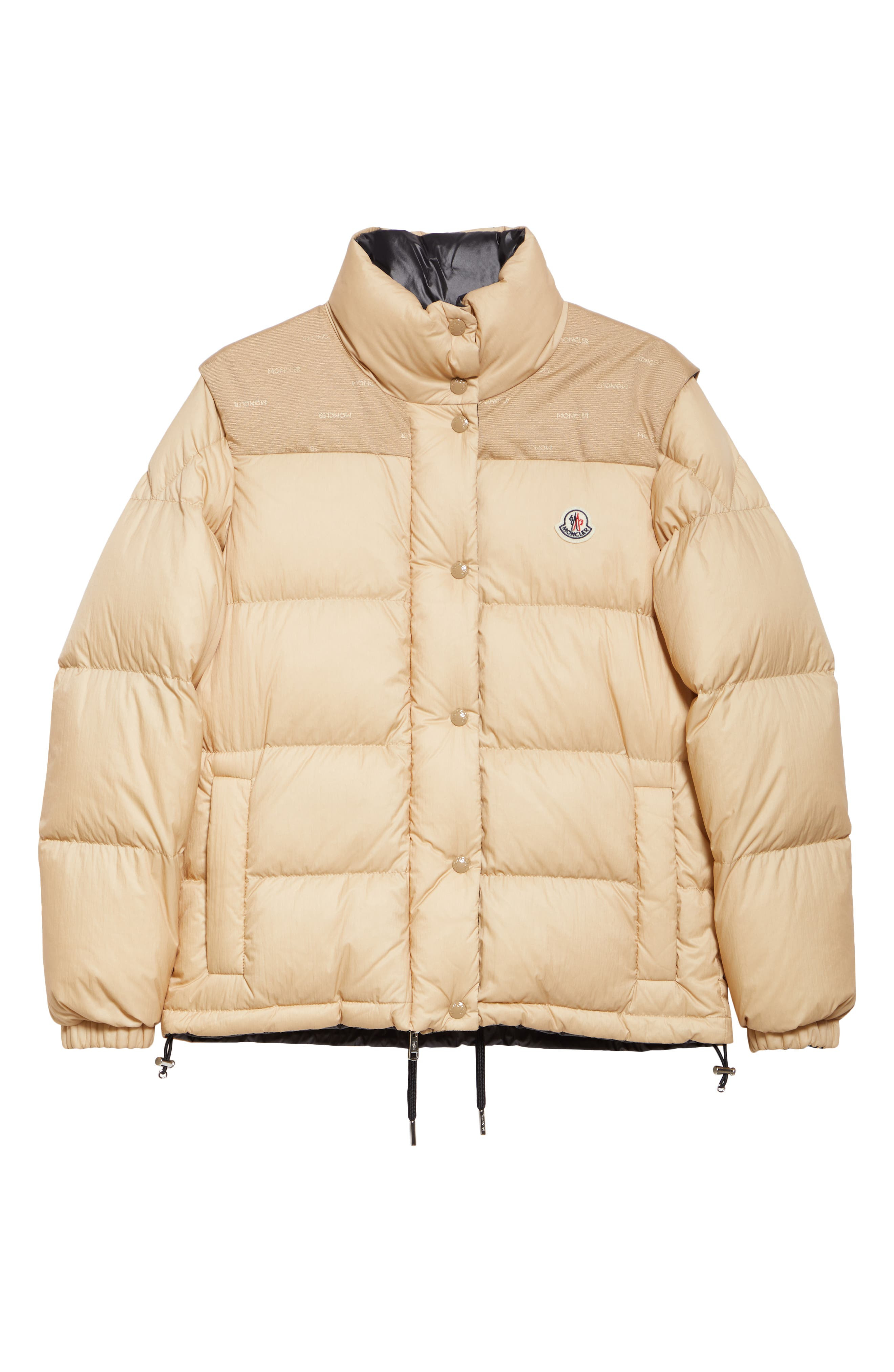 Moncler Verone Convertible Down Puffer Jacket in Khaki at Nordstrom - 7