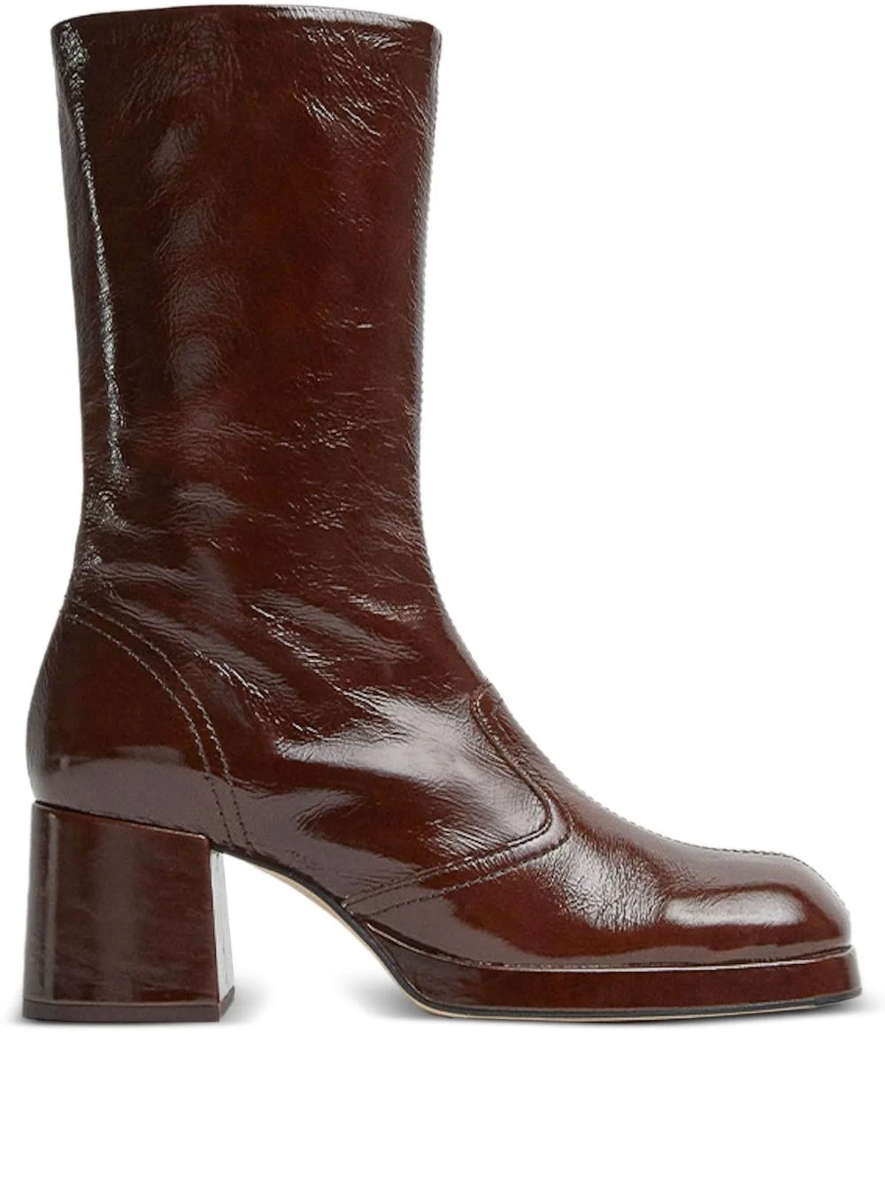 Cass patent-leather square-toe boots - 1