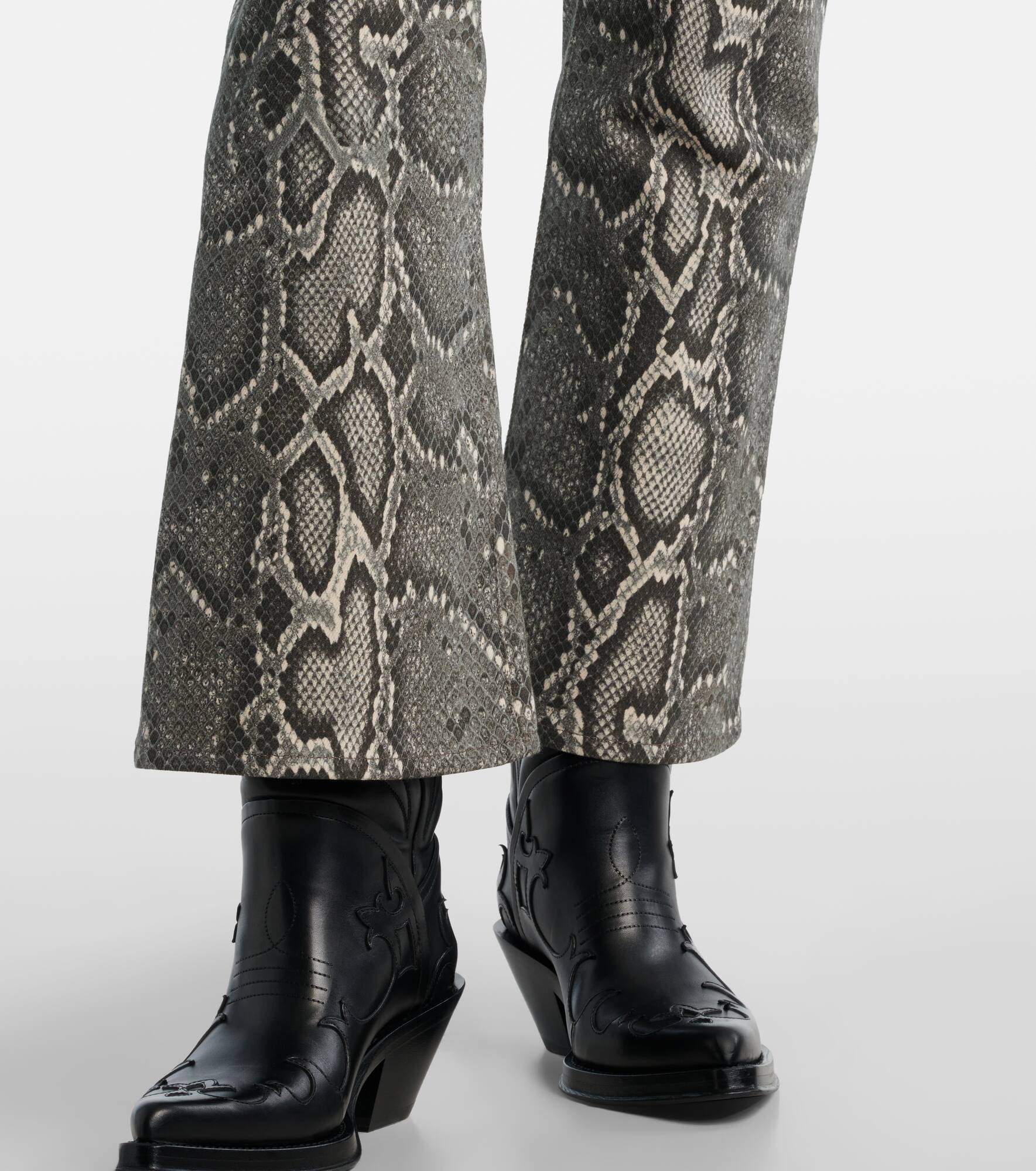 Ezra snake-effect high-rise bootcut jeans - 5