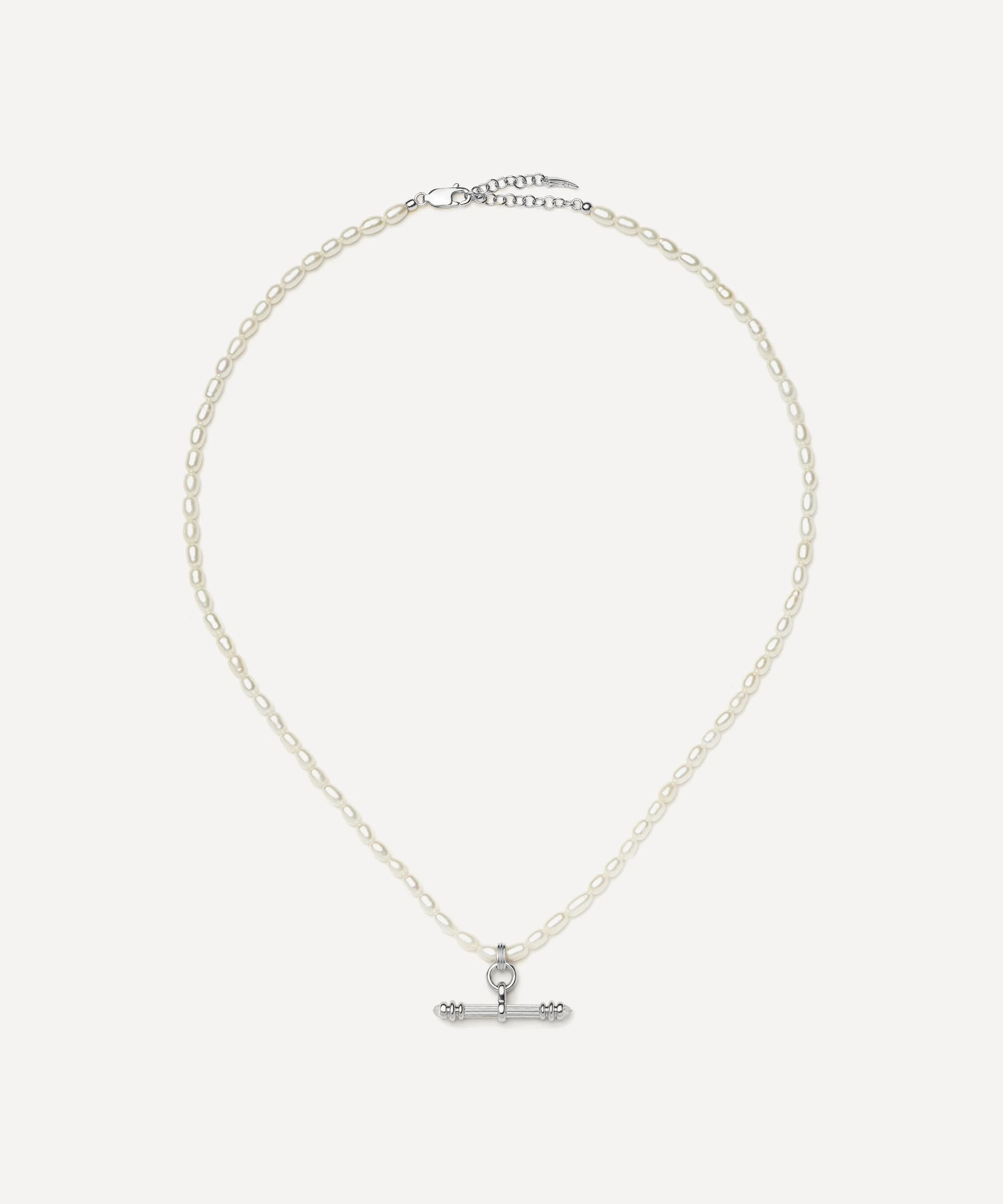 X Harris Reed Silver-Plated Pearl T-Bar Necklace - 1