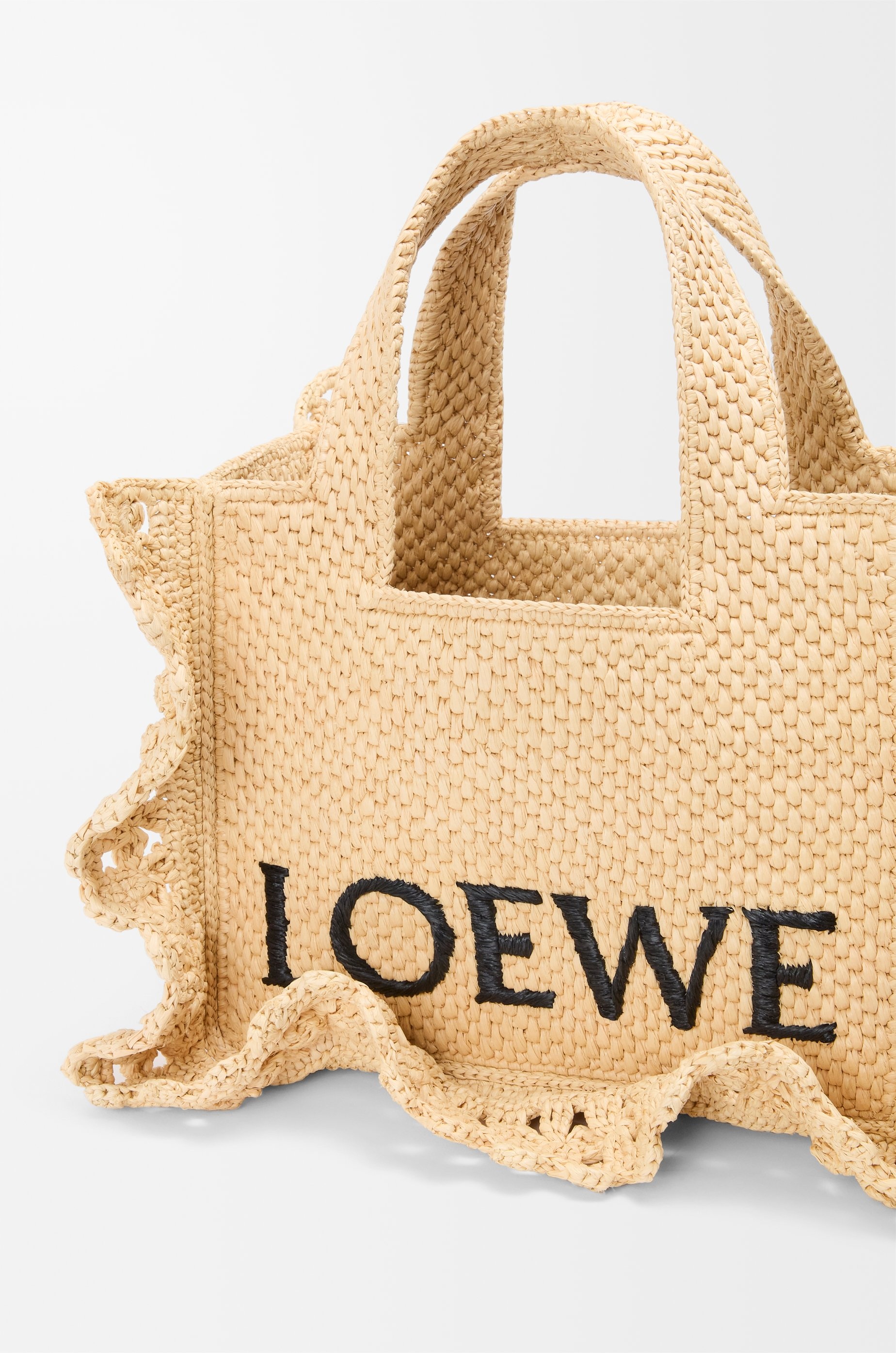 Small LOEWE Font tote in raffia - 9