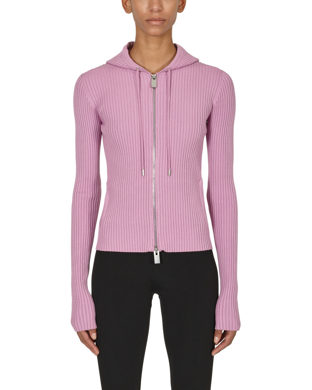 RIBBED KNIT HOODIE - 2