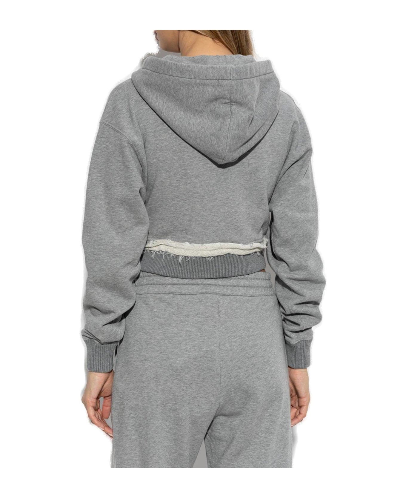 Drawstring Distressed Cropped Hoodie - 3