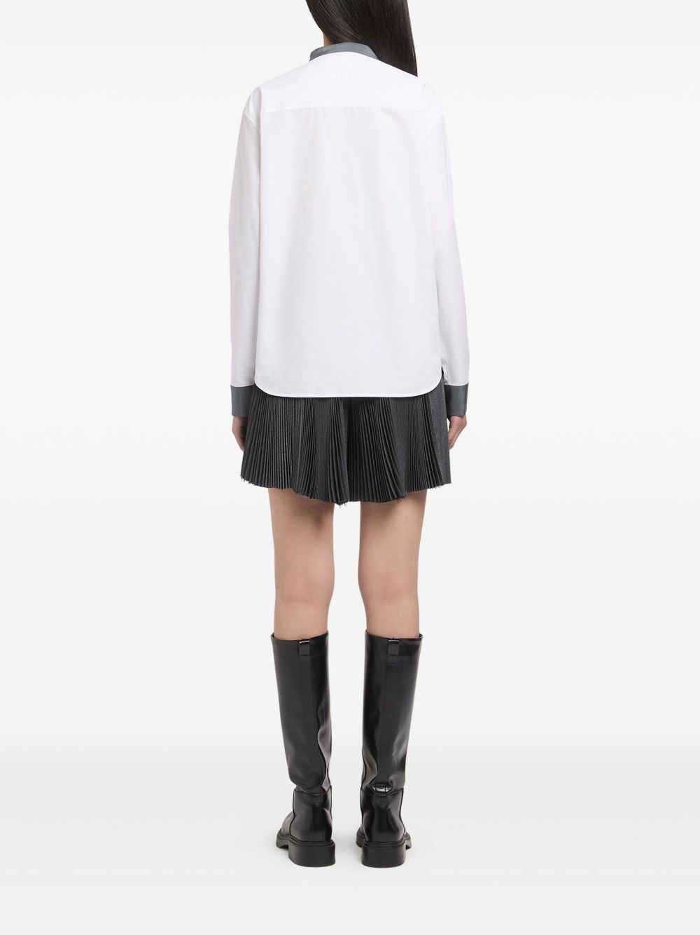 pleated-panel cotton shirt - 3