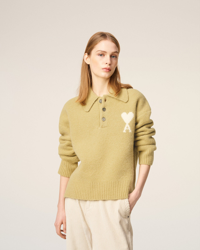 AMI Paris YELLOW ALPACA LONG  SLEEVES AMI DE COEUR POLO outlook