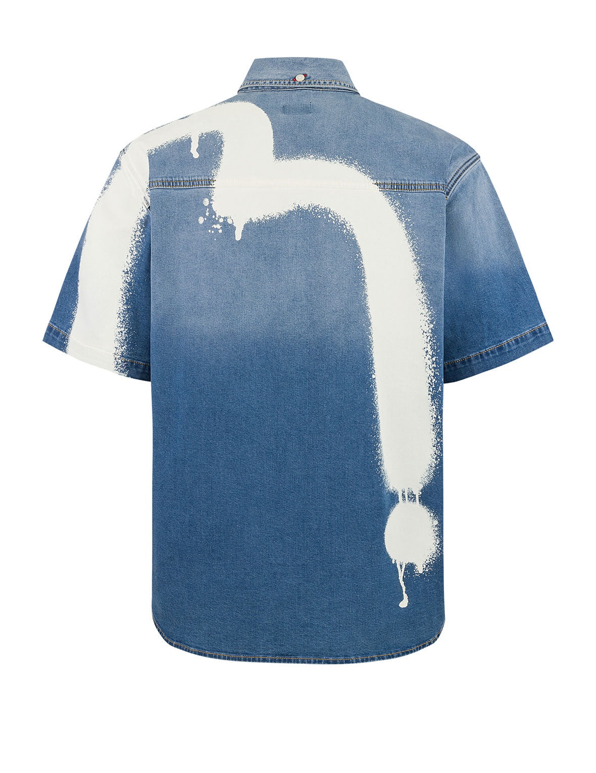 Graffiti Daicock Print Relax Fit Denim Short-Sleeves Shirt - 12