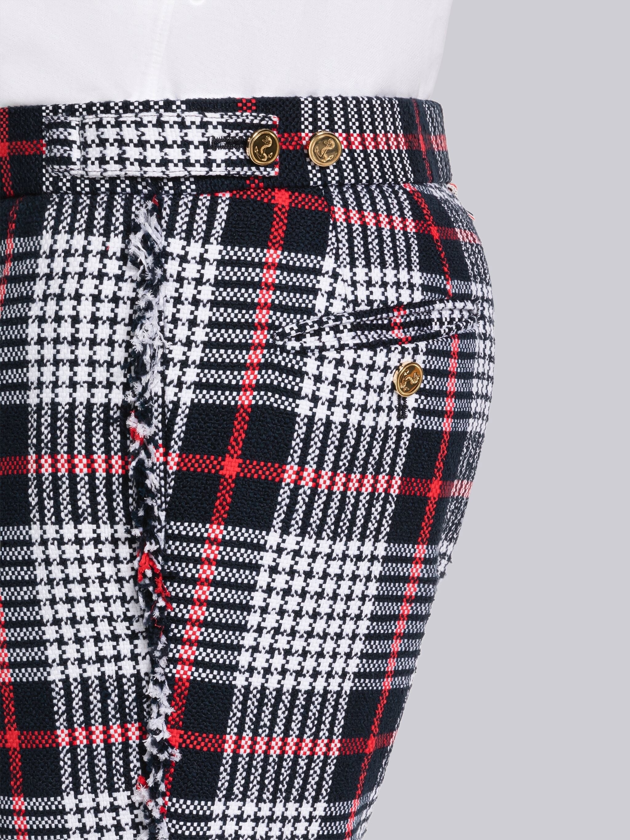 HAIRLINE CHECK SUMMER TWEED LOW RISE SKINNY SHORT - 5