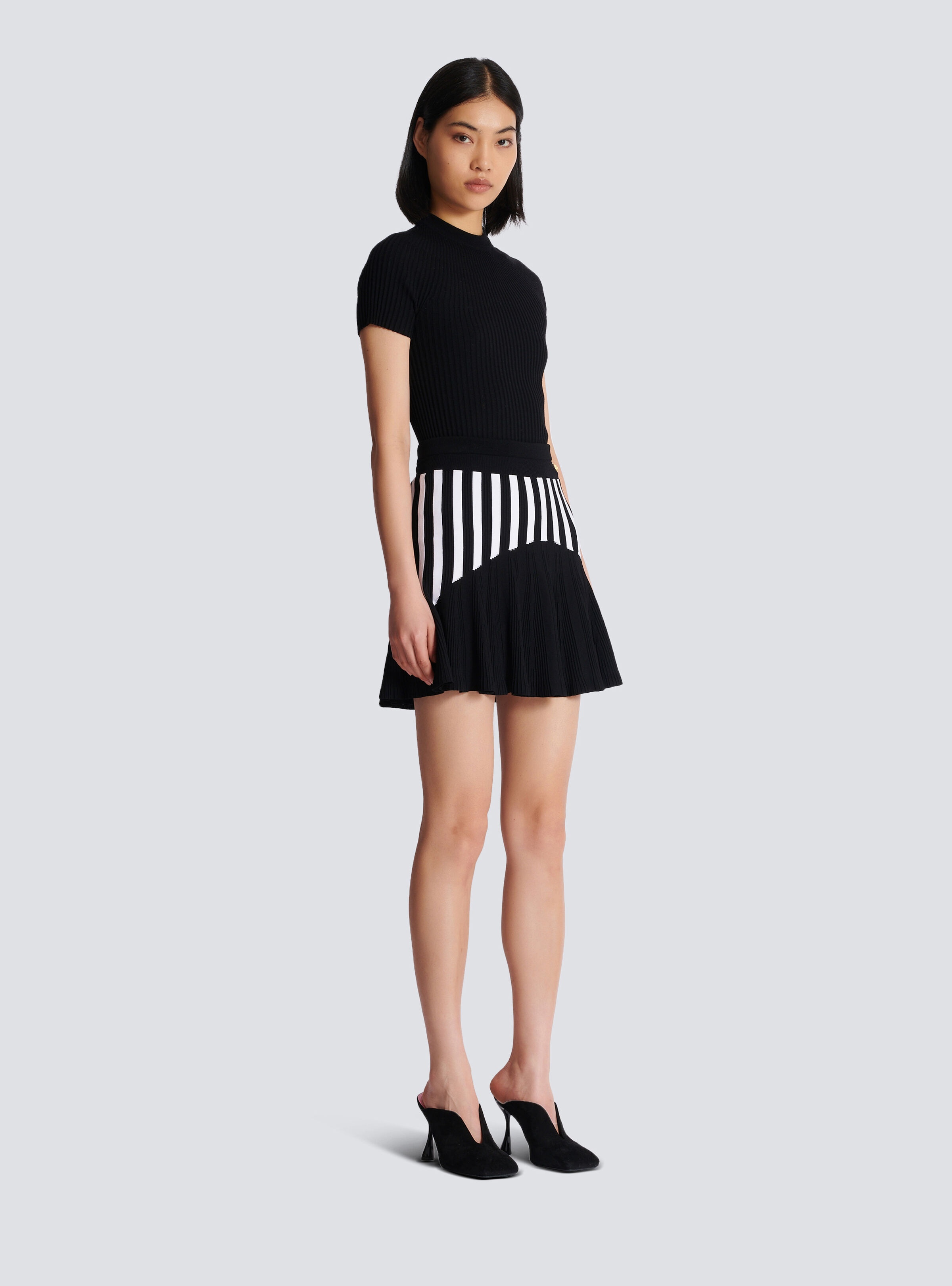 Pleated striped knit skirt - 3